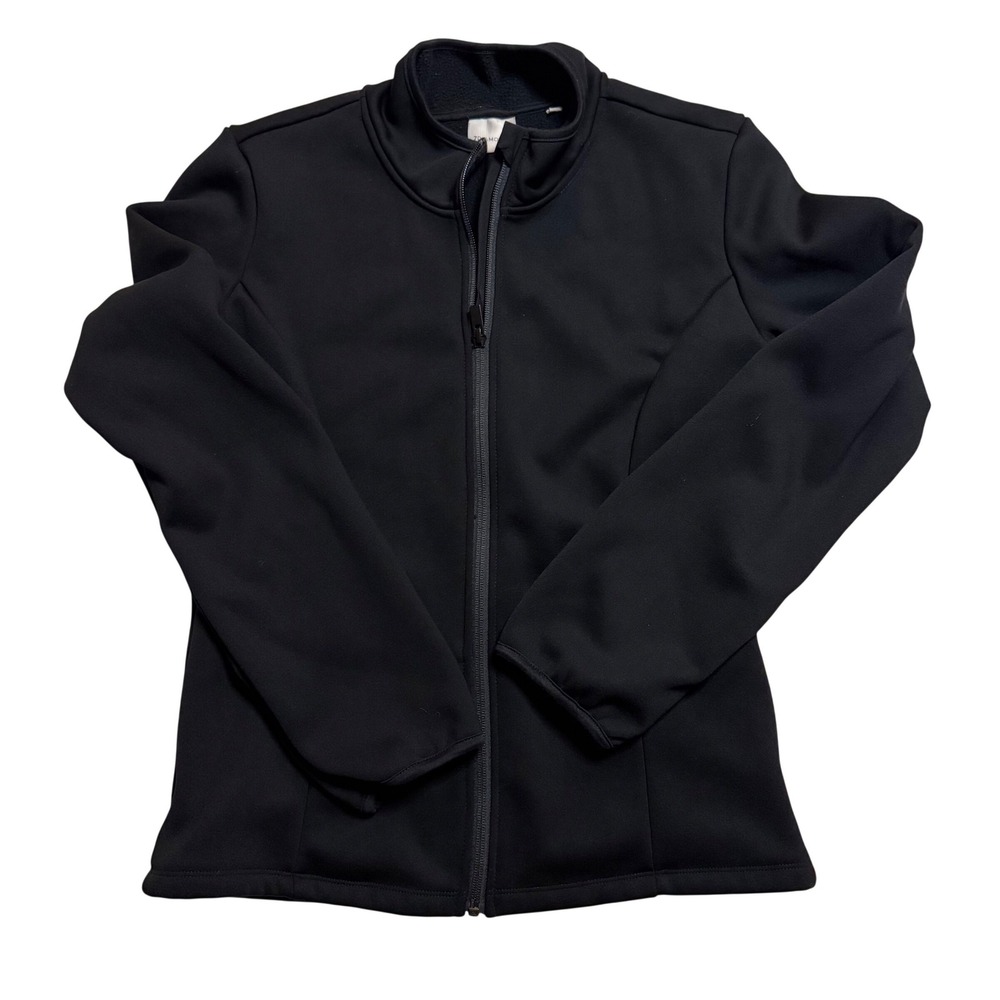 7Diamonds Womens Black Fleece Lined Full Zip Activewear Jacket RN101880